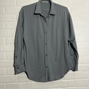 Theo & Spence Long Sleeve Shirt Charcoal Casual Button-Down Collared Fall XS